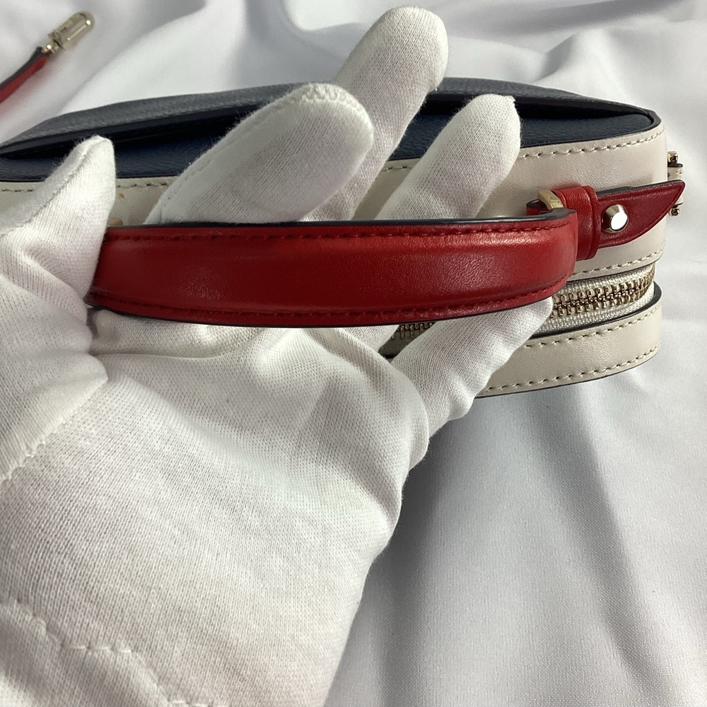 MICHAEL KORS Jet Set Medium Pebbled Leather Crossbody Red, White, Blue $298 - Picture 8 of 13